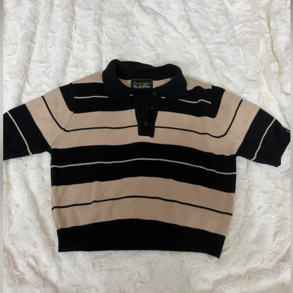 Striped Black and Tan women crop top Shirt